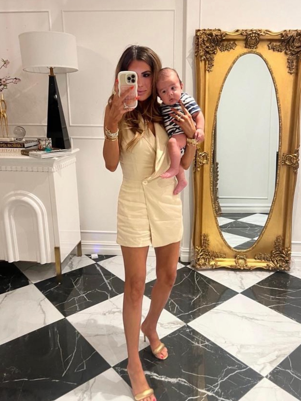Central Park West Light Cream Sleeveless Blazer Dress